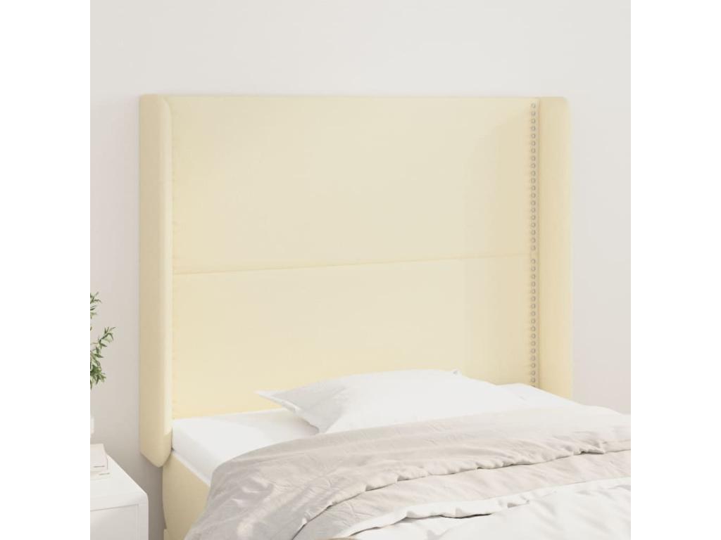 Headboard with wings, Cream, 83x16x118/128 cm, Faux Leather