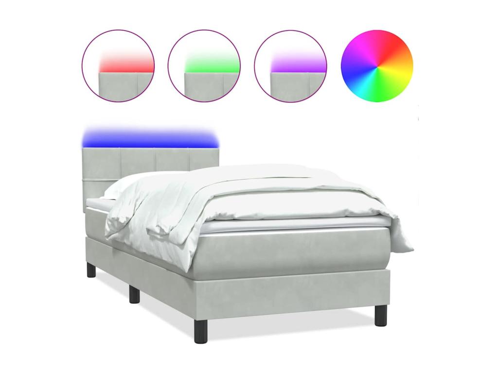 Meublori bed base and light grey 80x220 cm velvet mattress