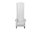 White faux leather high-back chair