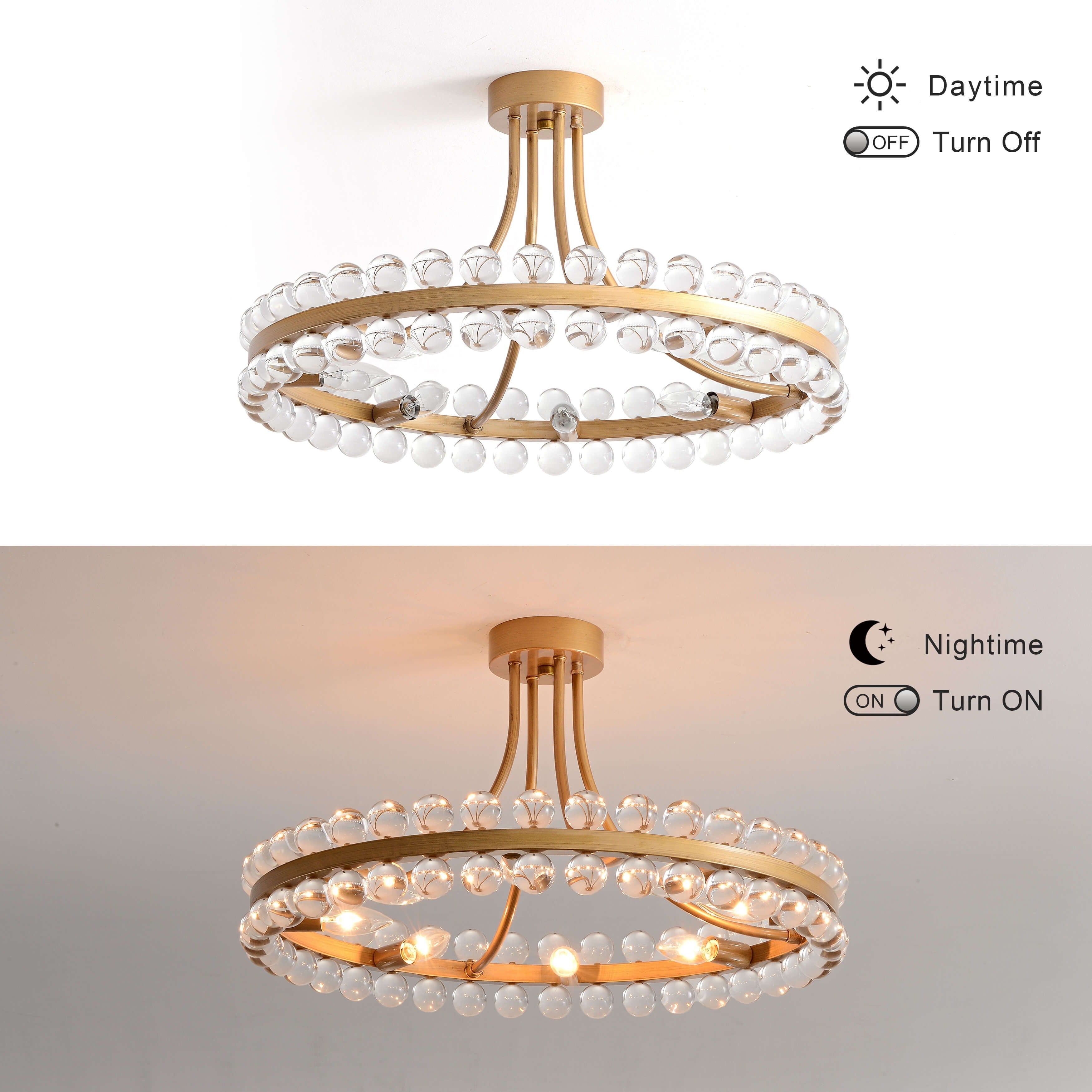 Elvira 8-Light Wagon Wheel Crystal Semi-Flush Mount