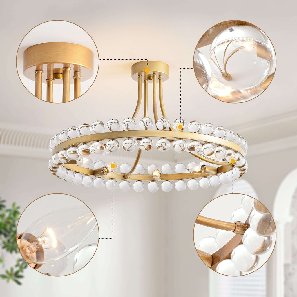 Elvira 8-Light Wagon Wheel Crystal Semi-Flush Mount