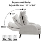 HOMYKA Accent Lounge Chair with Adjustable Backrest Storage Ottoman