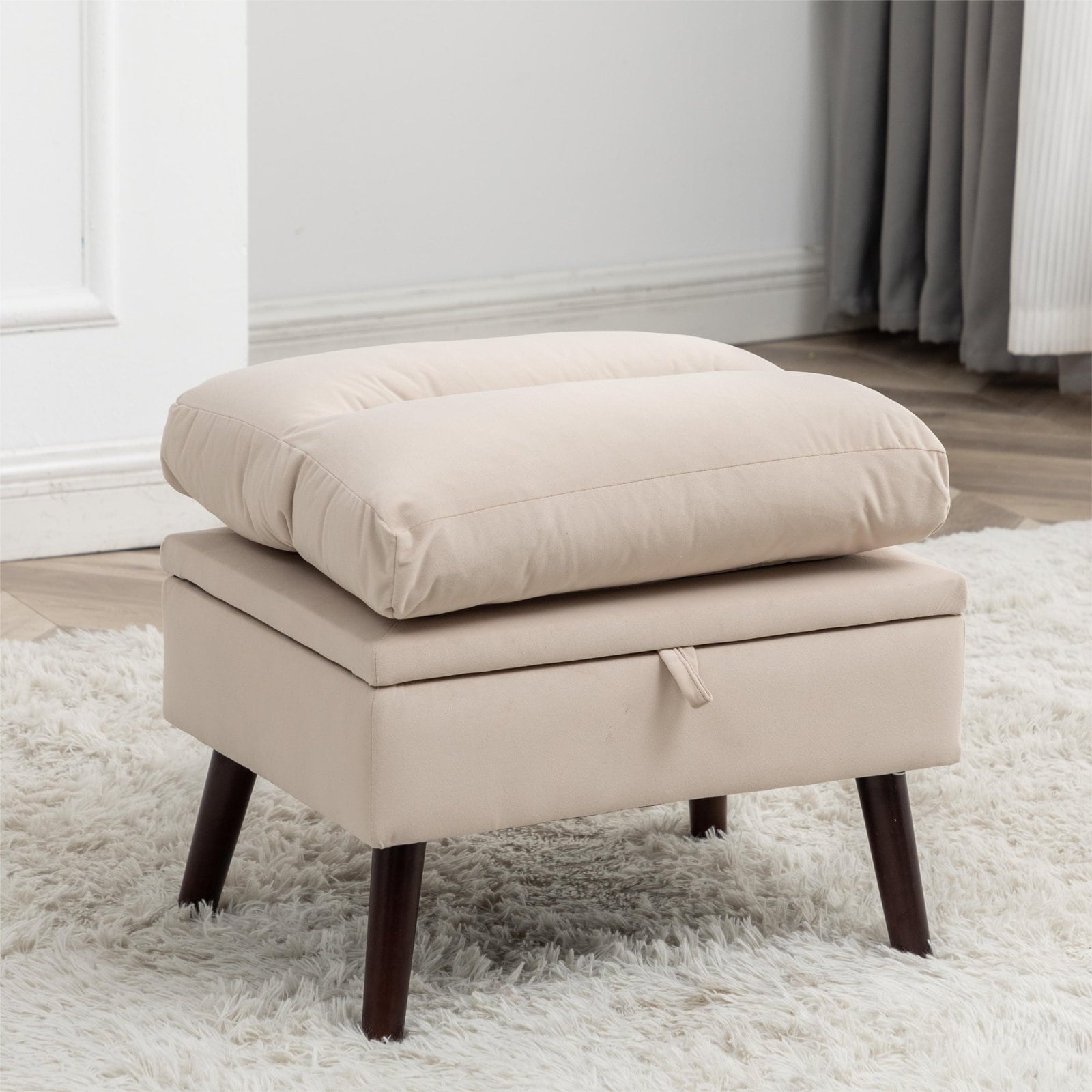 HOMYKA Accent Lounge Chair with Adjustable Backrest Storage Ottoman