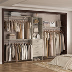 Rackcog 120'' Adjustable Closet Organizer with Drawers, Closet System with DIY Shelves for Reach-in and Walk-in Closet