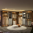 Rackcog 120'' Adjustable Closet Organizer with Drawers, Closet System with DIY Shelves for Reach-in and Walk-in Closet