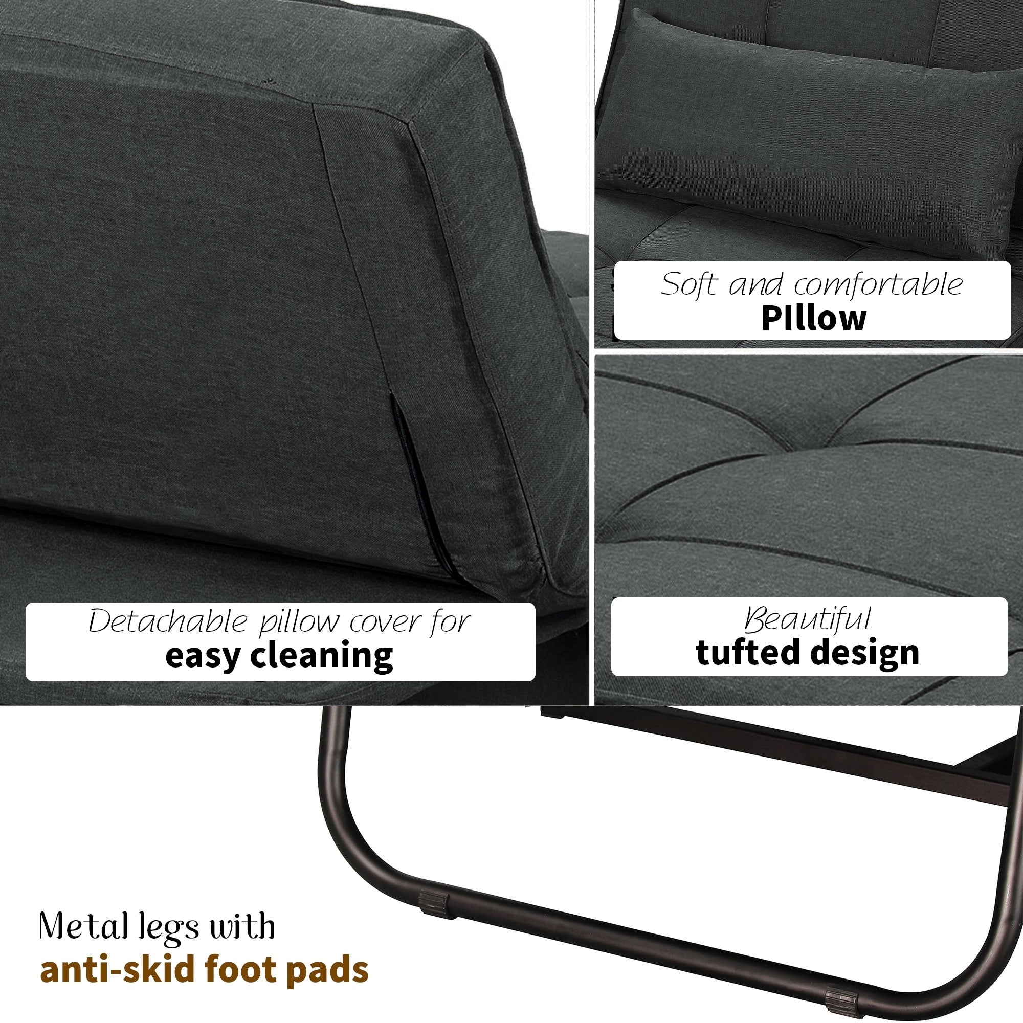 Convertible Sofa Bed Sleeper Sofa Chair Couch Folding Ottoman Recliner Chairs for Living Room