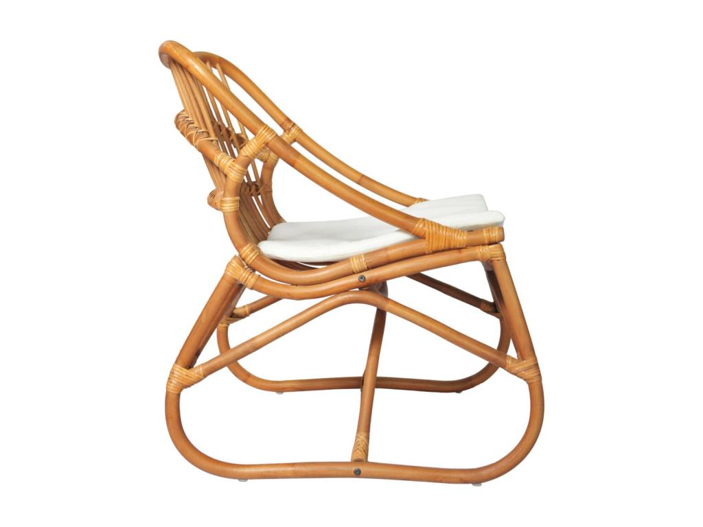 Light Brown Linen Rattan Armchair WLTR51277