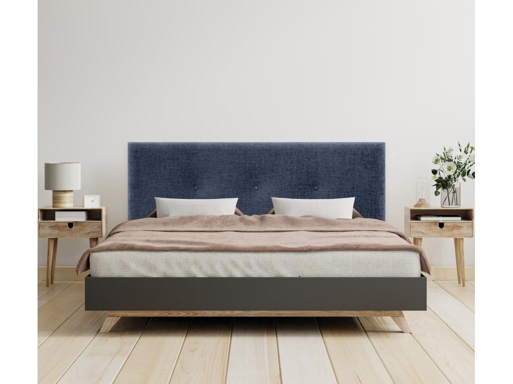 Meublori Natural Wool Headboard with Buttons 135x50cm for 120/135cm Beds - Blue