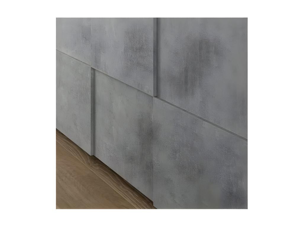 2-Door Display Cabinet, Light Polished Concrete Finish - Meublori