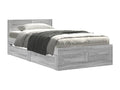 Bed frame and headboard without mattress, Meublori grey, 100x200 cm