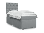 Meublori bed base with light grey mattress 100x200cm fabric