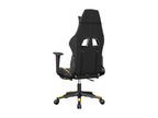 Massage gaming chair with footrest, black/gold faux leather