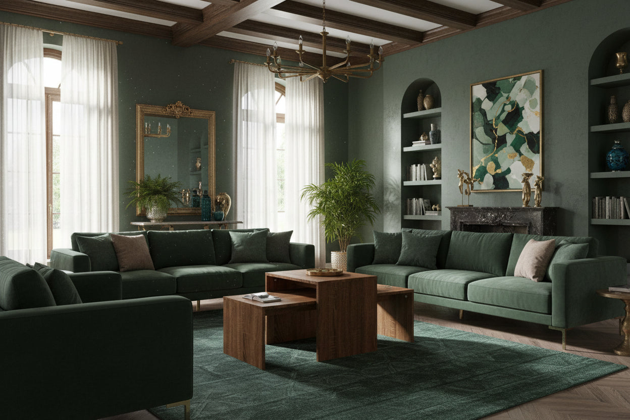 Coffee table set, brown oak, 100x48x40cm, engineered wood, FKXJ18676