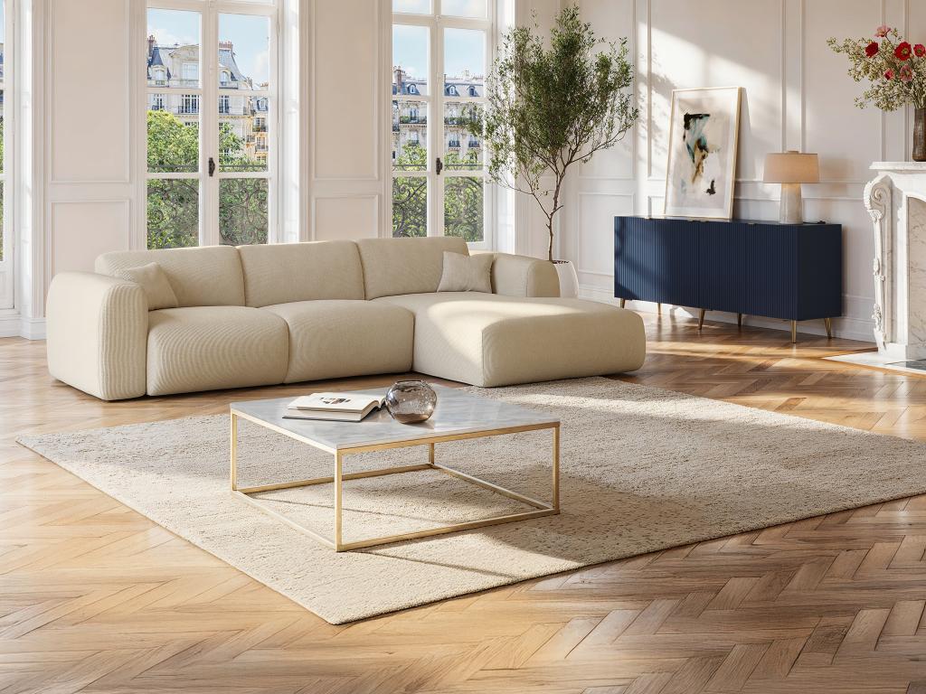 Meublori MORABITO designer coffee table - Marble and Metal - White and Gold