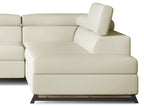 Right-hand corner convertible sofa in cream faux leather with adjustable headrests, Meublori 265cm