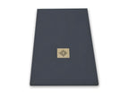 Extra-flat 90x130 cm PURE shower tray in anthracite slate-effect resin with anthracite drain cover