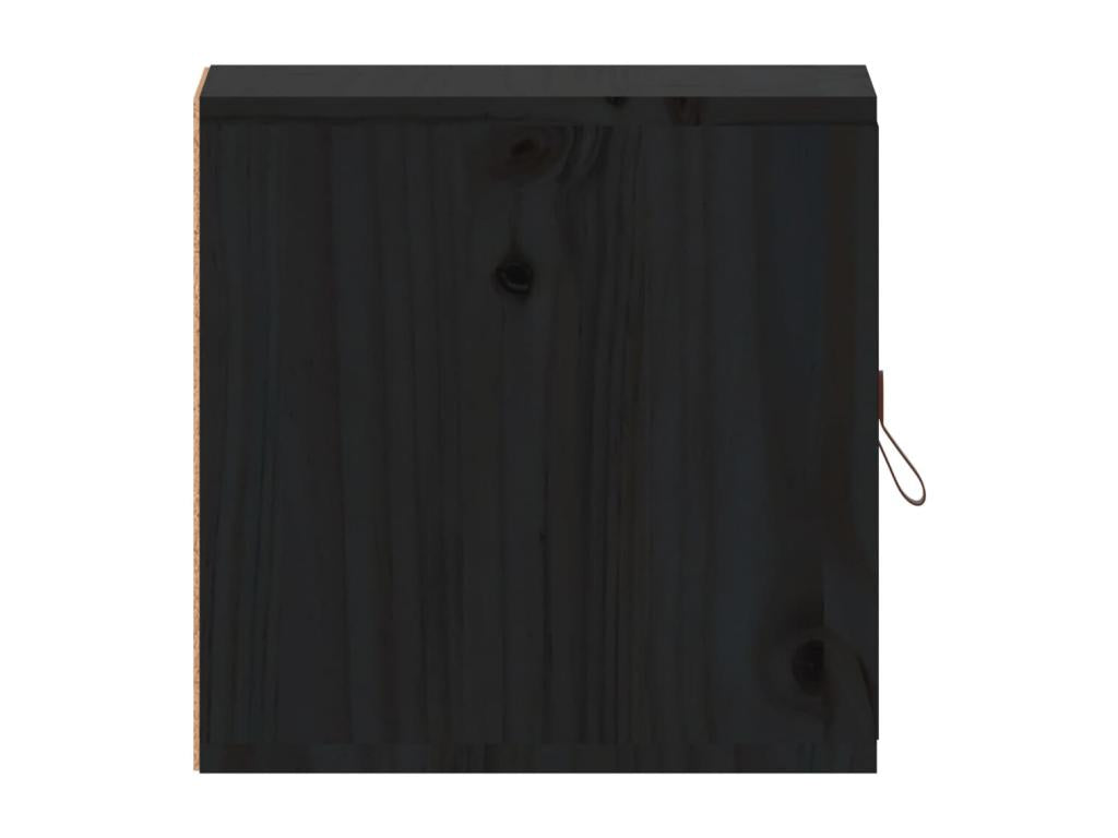 Black wall cabinet 31.5x30x30 cm Solid pine wood QHDD77056