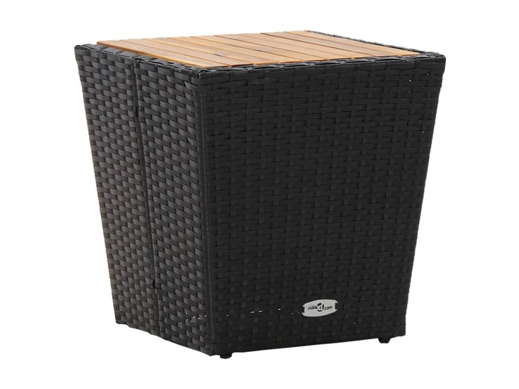 3-piece garden furniture set in black rattan and wood