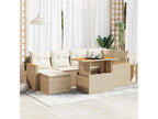 7-piece beige resin wicker garden furniture set with cushions by Meublori