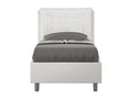 Meublori white faux leather upholstered bed without slatted base 80x210