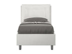 Meublori white faux leather upholstered bed without slatted base 80x210