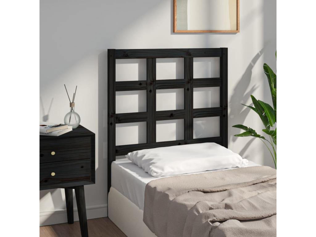 Black Headboard 80.5x4x100 cm Solid Pine Wood