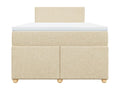 Meublori bed base with cream mattress, 120x200 cm, fabric
