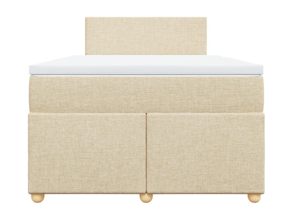 Meublori bed base with cream mattress, 120x200 cm, fabric