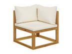 2-seater garden bench with cream-white cushions
