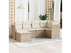 Garden furniture set with cushions, 6 pieces, beige woven resin