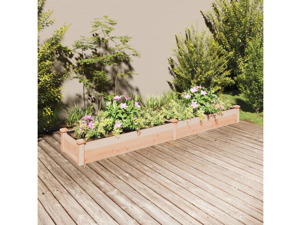 Raised garden bed with lining, 240x45x25 cm, solid fir wood, WVQO82576