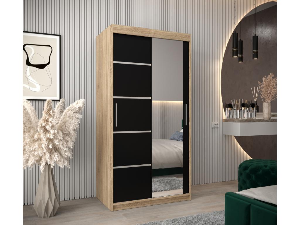 Meublori 2 Sliding Door Wardrobe 200/100/62 2 Doors Meublori/Black