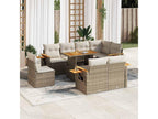 9-piece beige resin wicker garden furniture set with cushions by Meublori