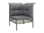 8-piece garden furniture set with cushions, grey woven resin