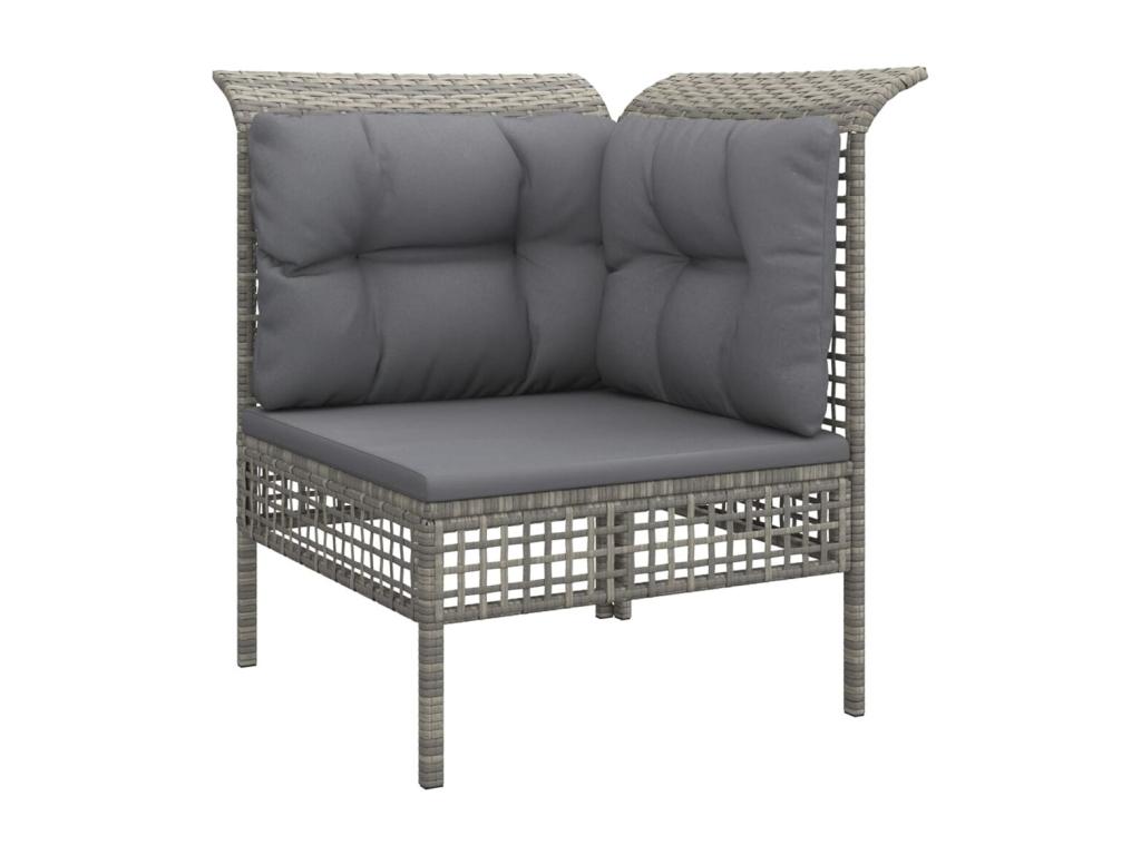 8-piece garden furniture set with cushions, grey woven resin