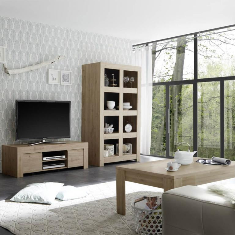 Laviecasa - Living Room Set Coffee Table TV Stand Shelf Wood Look Finish Laviecasa FJLV11926