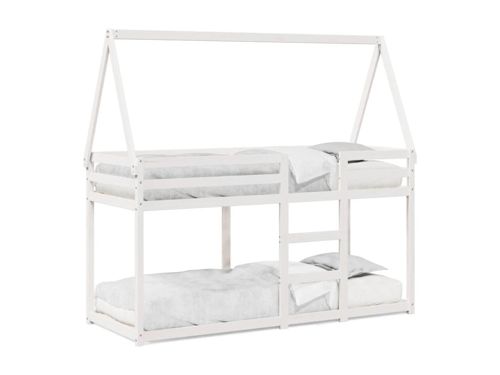 Bunk bed with white roof, 90x200 cm, solid pine wood