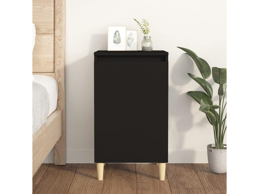 Black bedside table 40x35x70 engineered wood