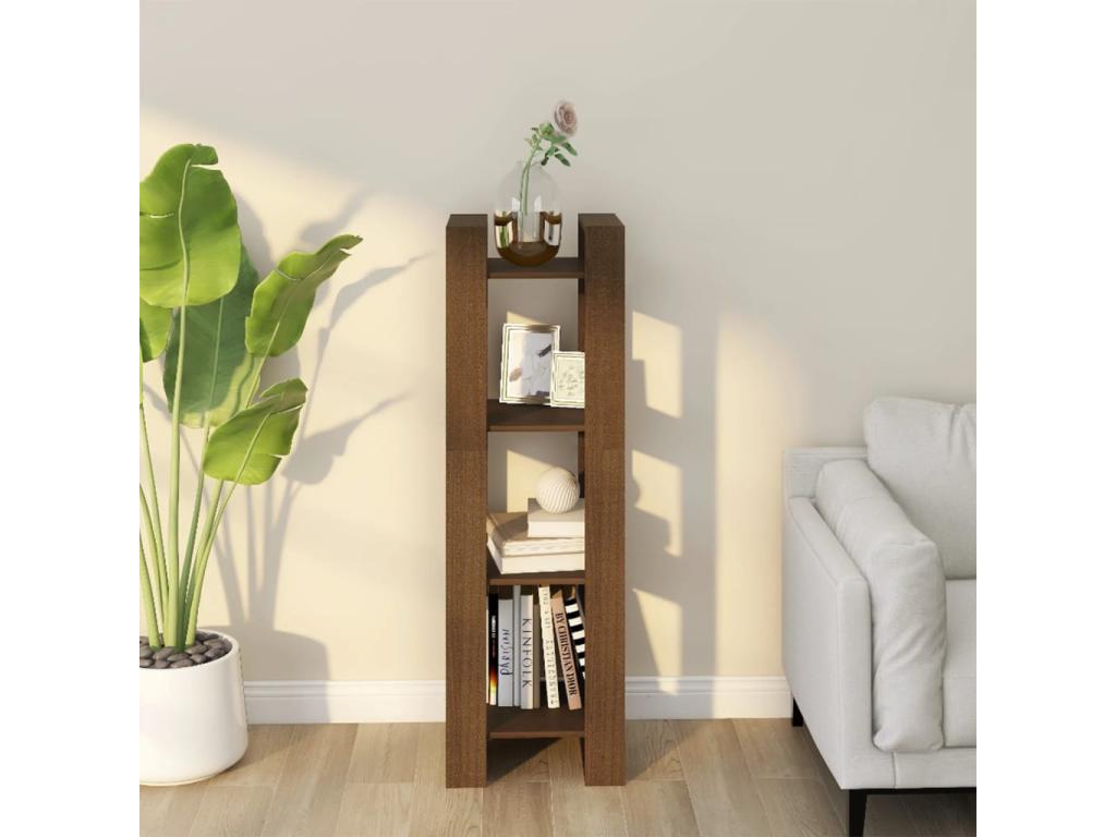 Bookcase/Room Partition, Honey Brown, 41x35x125 cm, Solid Wood
