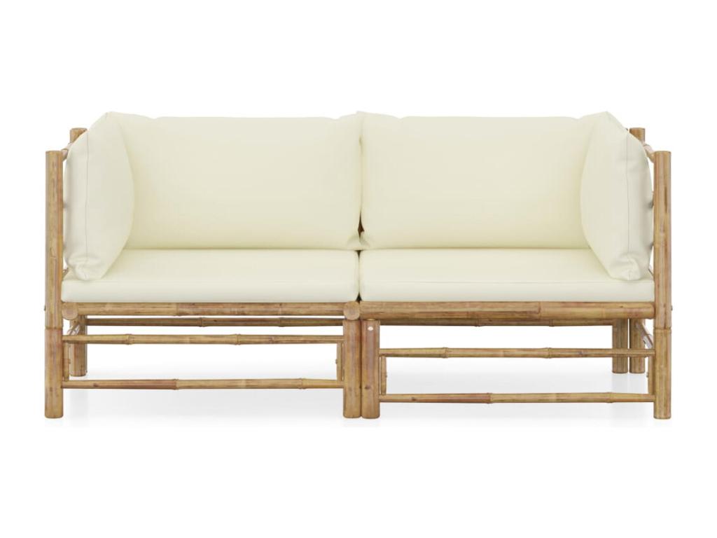 2-piece garden furniture set with cream-white cushions by Meublori