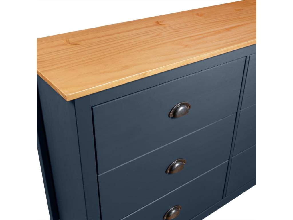 Meublori Grey Buffet 125x40x80 cm Solid Pine Wood