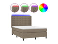 Upholstered bed base with mattress and LED lighting, Meublori 140x190 cm, Fabric