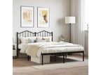 Metal bed frame without mattress, with black headboard, 140x200cm