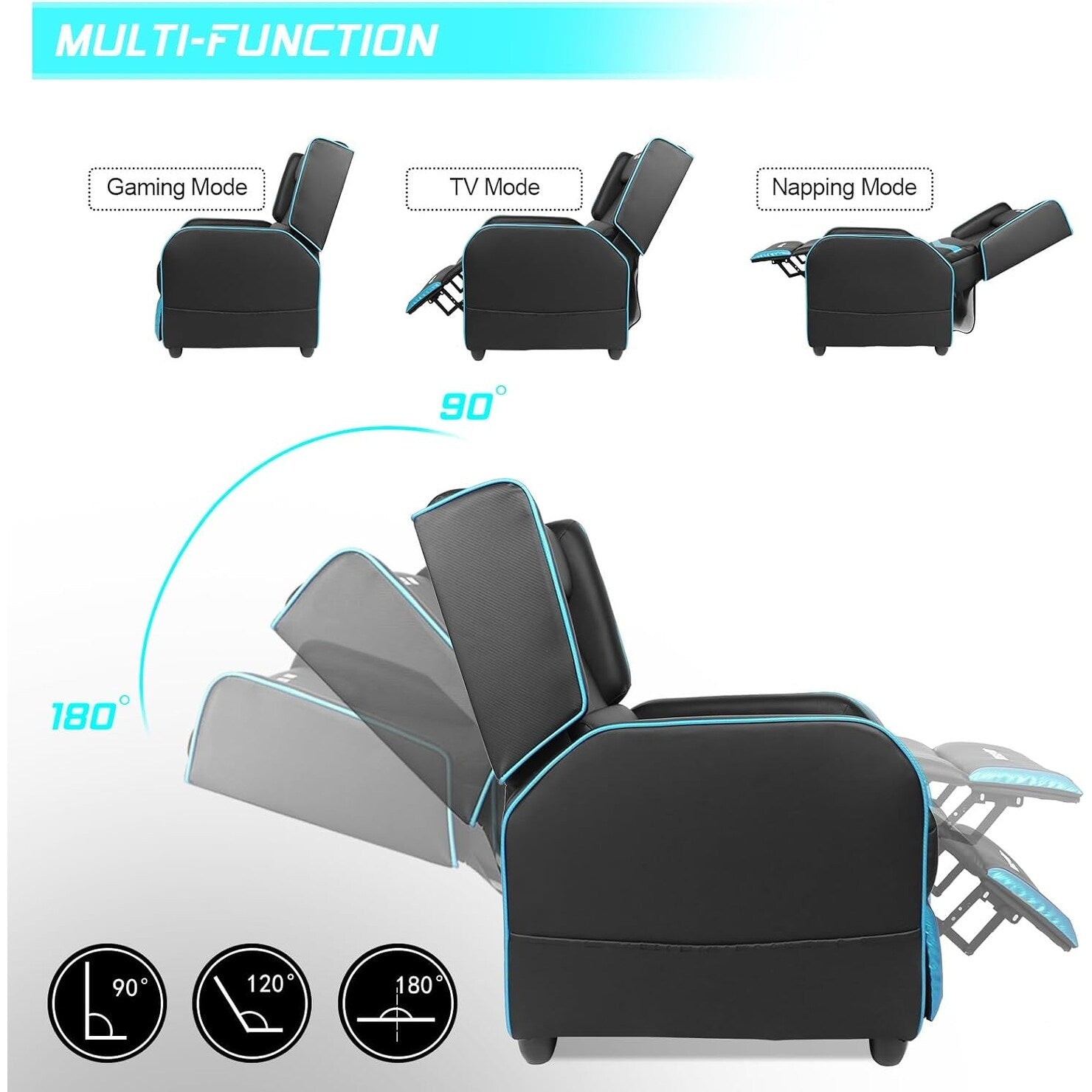 BOSSIN PU Leather Ergonomic Gaming Single Recliner Seating Sofa for Living Room