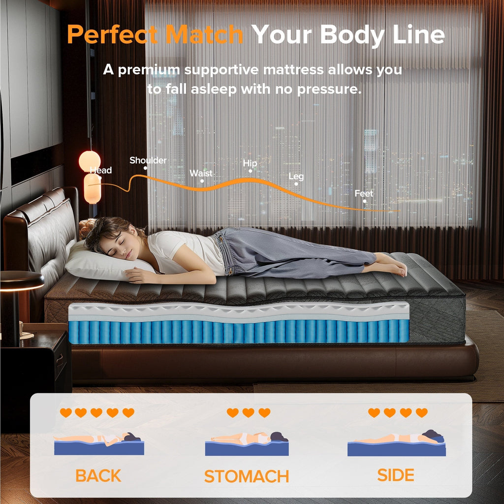 SweDrea 8/12 in. Medium Firm Gel-infused Memory Foam Hybrid Mattress Cooling and Breathable with CertiPUR-US, SGS and OEKO-TEX