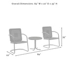 Crosley Bates 3Pc Outdoor Chair Set - 84 W x 22 D x 35 H