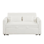 Beige 55.12 Boucle Loveseat Convertible Pull-Out Sofa Bed with Adjustable Back and 2 Waist Pillows for Living Room
