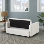 Beige 55.12 Boucle Loveseat Convertible Pull-Out Sofa Bed with Adjustable Back and 2 Waist Pillows for Living Room