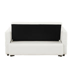 Beige 55.12 Boucle Loveseat Convertible Pull-Out Sofa Bed with Adjustable Back and 2 Waist Pillows for Living Room