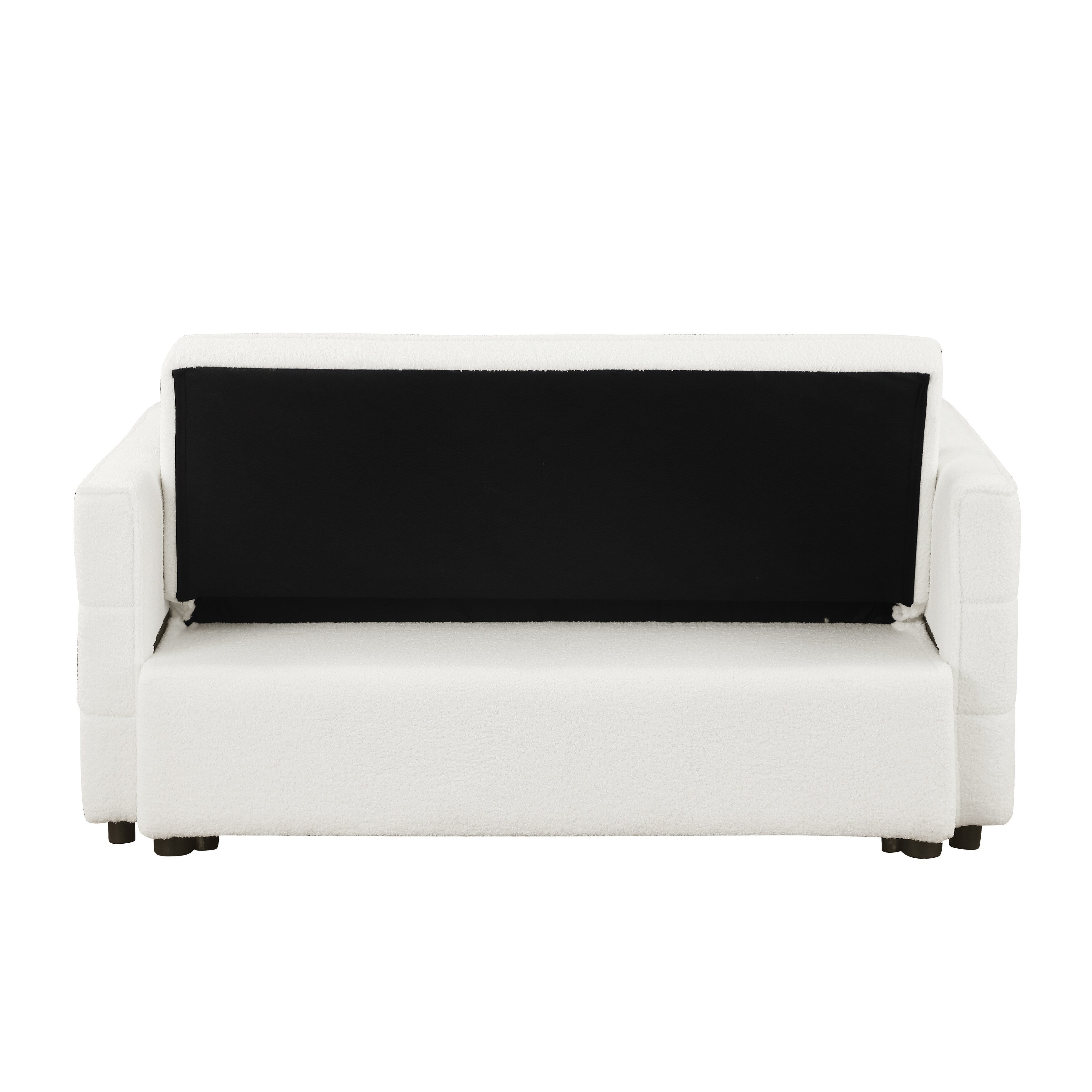 Beige 55.12 Boucle Loveseat Convertible Pull-Out Sofa Bed with Adjustable Back and 2 Waist Pillows for Living Room